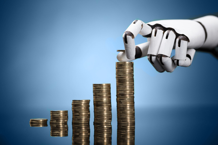 robot hand giving money